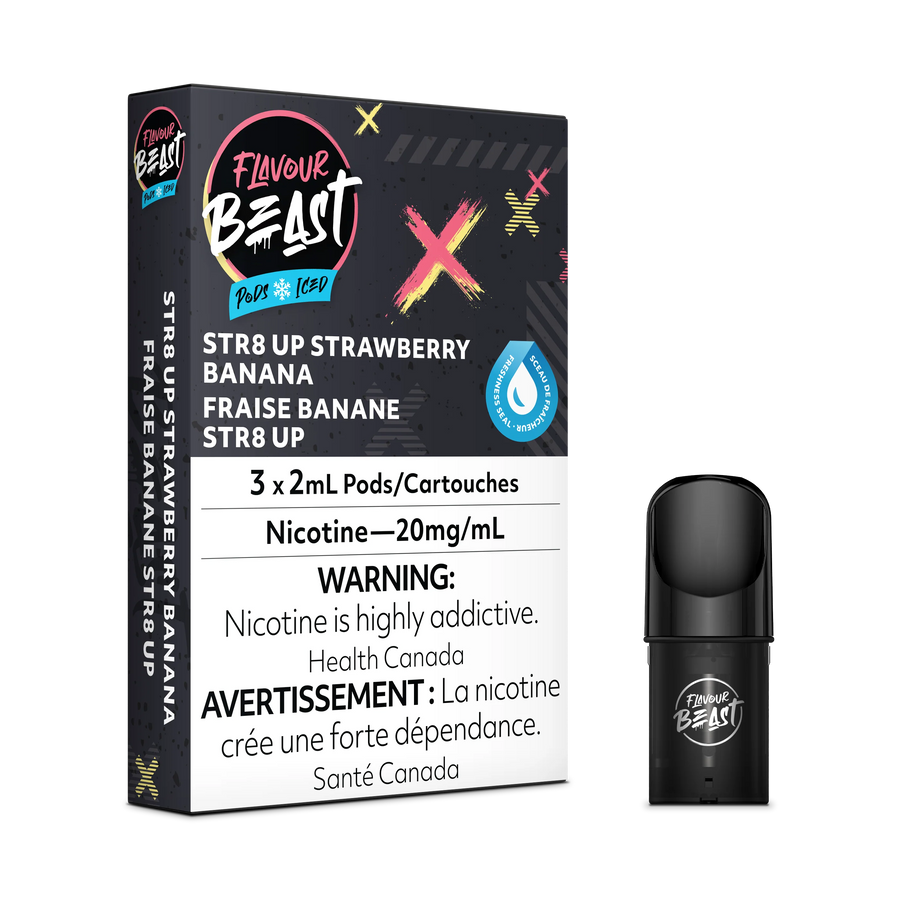 Flavour Beast Pod Pack - STR8 Up Strawberry Banana Iced